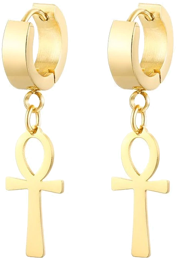 Mens gold ankh earrings deals
