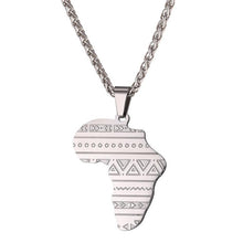 Load image into Gallery viewer, African Continent Map with Traditional Pattern Pendant Necklace