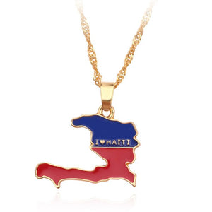 African Nations Map Flag Pendant Necklaces