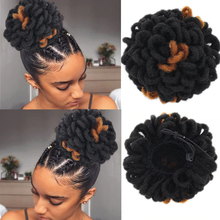 Load image into Gallery viewer, Dreadlock Afro Puff Hair Bun Extensions with Drawstring