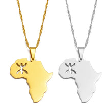 Load image into Gallery viewer, African Continent Map with Berber Symbol Necklace