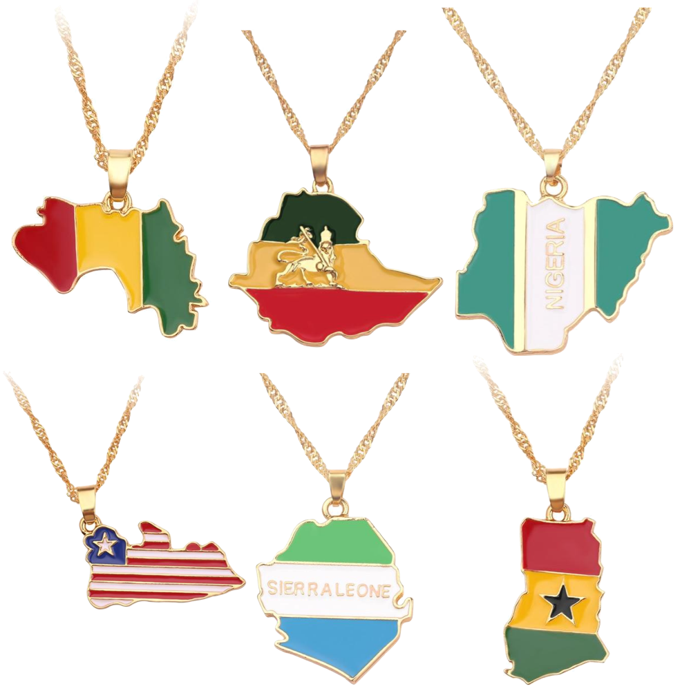 African Nations Map Flag Pendant Necklaces – African Accessory