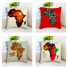 Load image into Gallery viewer, 45cm x 45cm African Themed Continent Map Art Pillow Cushion Cases
