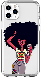 "Big Hair" Black Girl Magic Melanin Poppin Transparent iPhone Smartphone Case