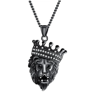 Lion with Crown Pendant Necklace