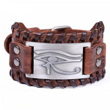Load image into Gallery viewer, Thick Adjustable Leather Eye of Horus Bracelets