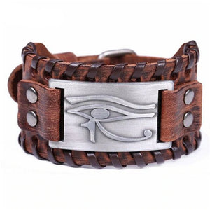 Thick Adjustable Leather Eye of Horus Bracelets