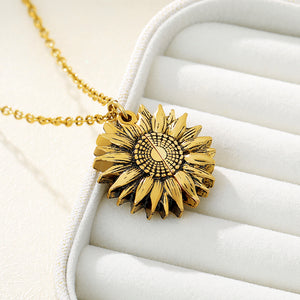 "You are My Sunshine" Sunflower Pendant Locket Necklace