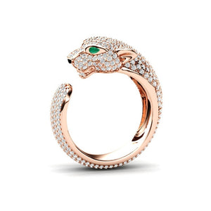 Bold Crystal inlaid Leopard adjustable rings
