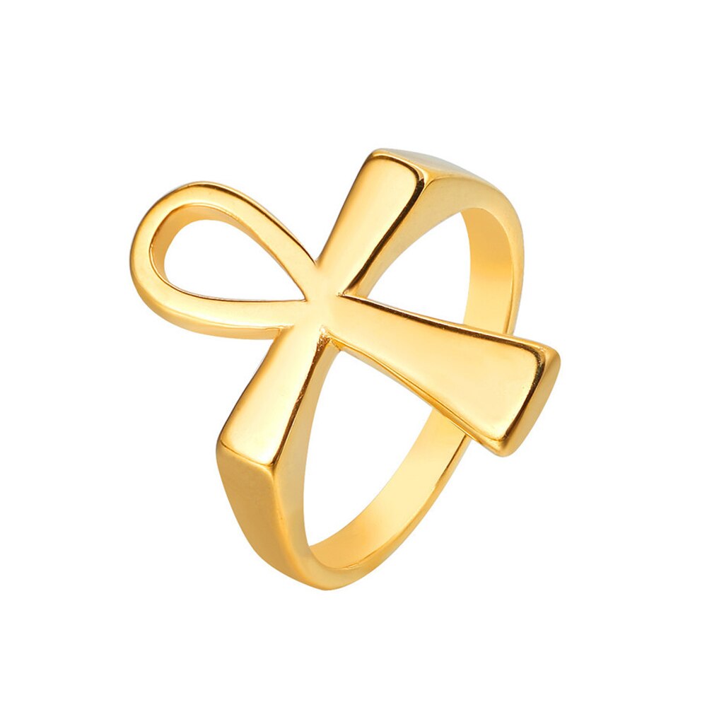 Bold Gold Ankh Ring