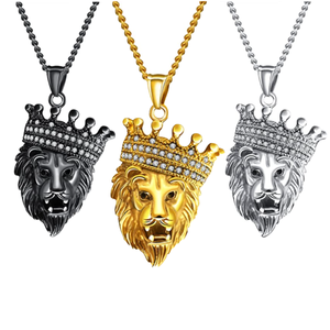 Lion with Crown Pendant Necklace