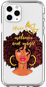 "Made with Melanin and Magic" Black Girl Magic Transparent Melanin Poppin iPhone Smartphone Case