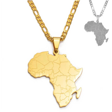 Load image into Gallery viewer, Detailed Gold African Continent Map with Borders Necklace