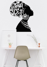 Load image into Gallery viewer, African Woman with Earrings and Headdress Wall Art Decor Large Vinyl Sticker