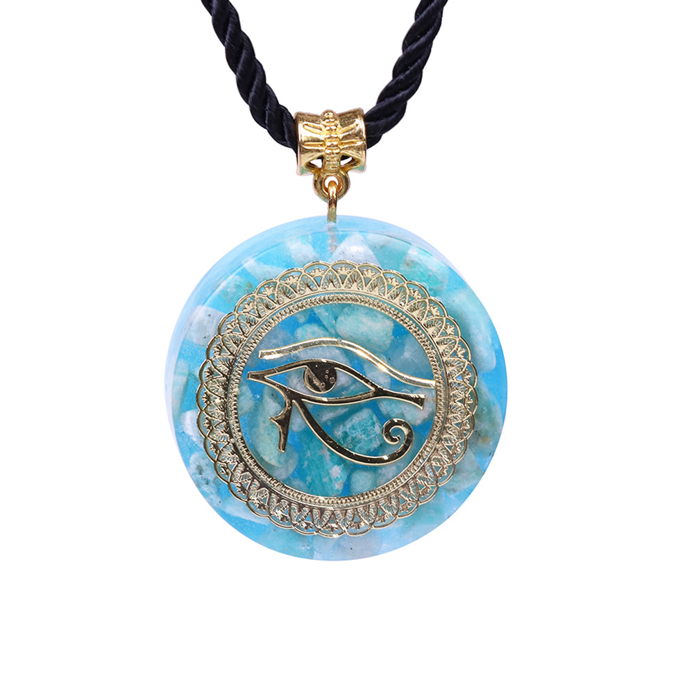Energy Stone Eye of Horus Pendant Necklace