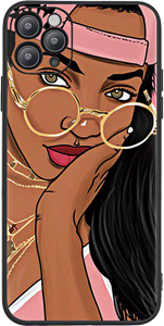 "Pink Cap and Golden Rims" Melanin Poppin iPhone Smartphone Case