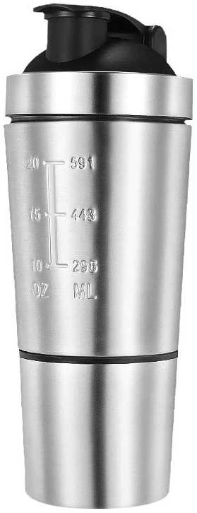 750ML/26oz Stainless Steel Protein Shaker with Detachable Storage