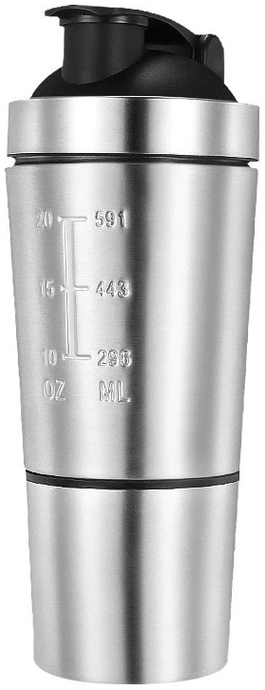 750ML/26oz Stainless Steel Protein Shaker with Detachable Storage