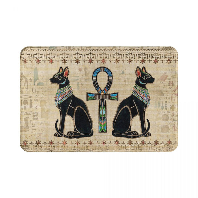 Ancient Egyptian Decor Doormat, Bathroom Rug with Non-Slip Base