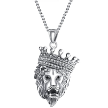 Load image into Gallery viewer, Lion with Crown Pendant Necklace