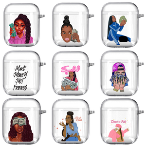 "Kash Dolls" Transparent Melanin Poppin Airpod Earphones Case Covers