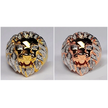Load image into Gallery viewer, Lion Head Ring with Encrusted Zircon Crystals