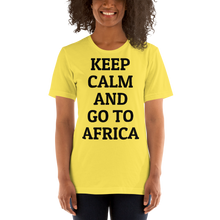 Load image into Gallery viewer, Keep Calm and Go To Africa Yellow Short-Sleeve Unisex T-Shirt - African Accessory