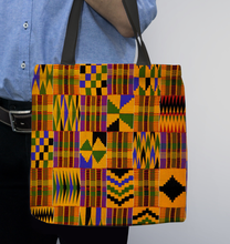 Load image into Gallery viewer, &quot;Ghana Kente&quot; Textile Basketweave Tote Bag