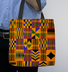 "Ghana Kente" Textile Basketweave Tote Bag
