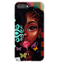 Load image into Gallery viewer, &quot;Girl with Lollipop Braids and Left Eye&quot; Melanin Magic Series iPhone Smartphone Cases