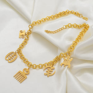 Necklace, Bracelet and Anklet with Assorted Adinkra Gye Nyame Pendants
