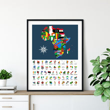 Load image into Gallery viewer, Map of Africa with each Country&#39;s Flag Wall Poster