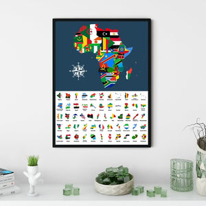 Map of Africa with each Country's Flag Wall Poster
