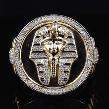 Load image into Gallery viewer, Double Color Egyptian Pharaoh Head Ring with Zircon Crystals