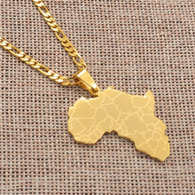 Load image into Gallery viewer, Detailed Gold African Continent Map with Borders Necklace
