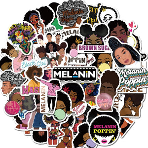 Beautiful Melanin Poppin and Black Girl Magic Stickers