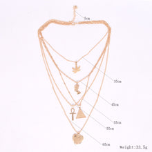 Load image into Gallery viewer, Multi-Layered Ankh, Pyramid, Heart and Maple Leaf Pendant Necklace