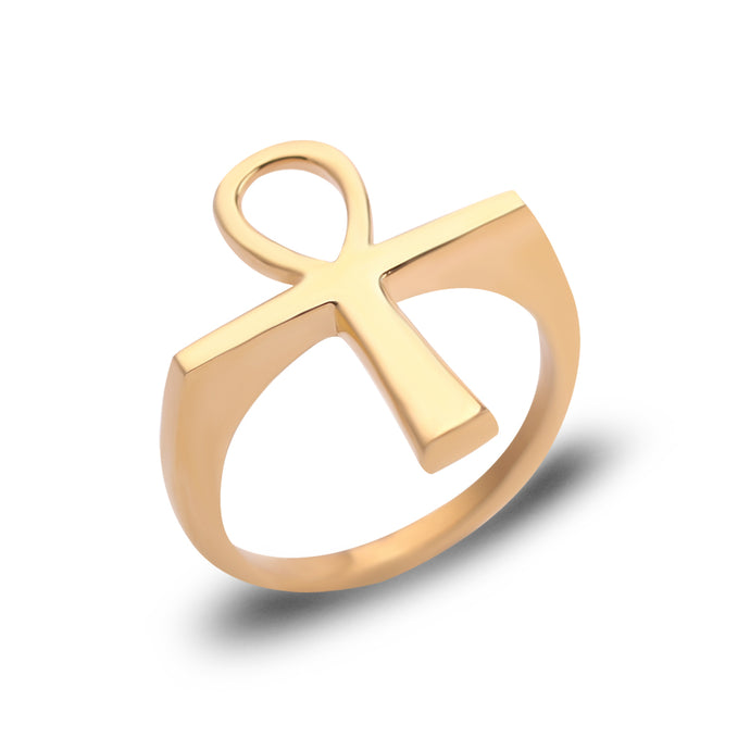 Bold Gold Ankh Ring