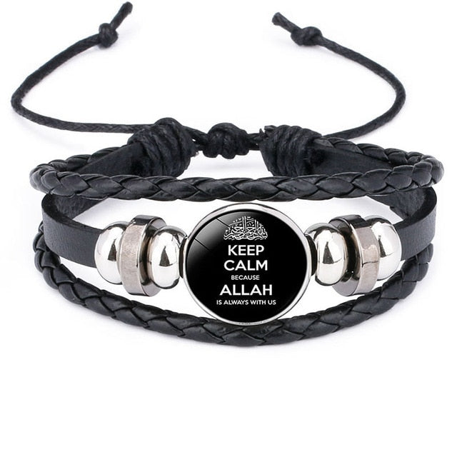 Muslim Faith Braided Leather Bracelet