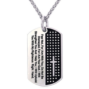 Gold and Silver Dog Tags with Cross and a Prayer