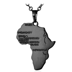 African Continent Map with Major West African Cities Necklace