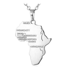 Load image into Gallery viewer, African Continent Map with Major West African Cities Necklace