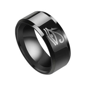 Highly Polished Black Wadjet Symbol Ring