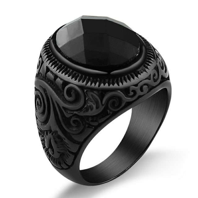 Vintage Black Onyx Stone Ring