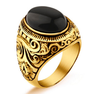 Vintage Black Onyx Stone Ring