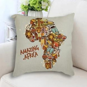 45cm x 45cm African Themed Continent Map Art Pillow Cushion Cases