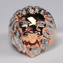 Load image into Gallery viewer, Lion Head Ring with Encrusted Zircon Crystals