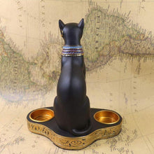 Load image into Gallery viewer, Egyptian Cat Statue Bastet Candlestick Holder