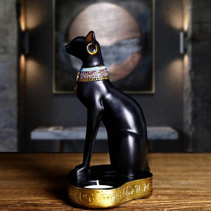 Egyptian Cat Statue Bastet Candlestick Holder