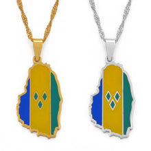 Load image into Gallery viewer, St. Vincent Map Flag Pendant Necklace